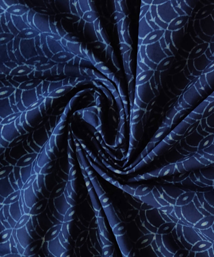 Natural dye blue white dabu print handspun handloom cotton kurta fabric (2.5m per qty)
