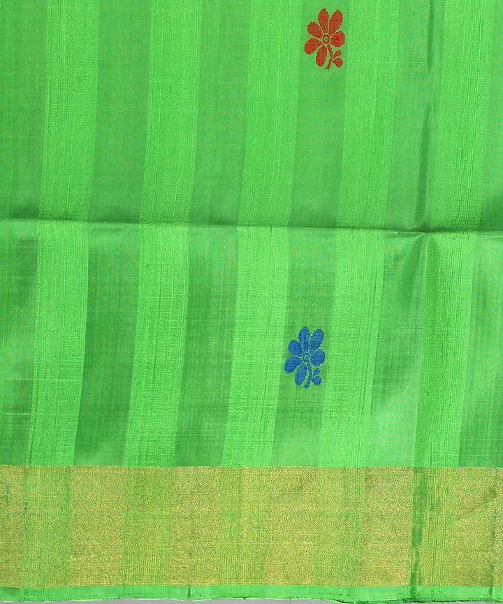 parrot green yellow karnataka handwoven raw silk saree