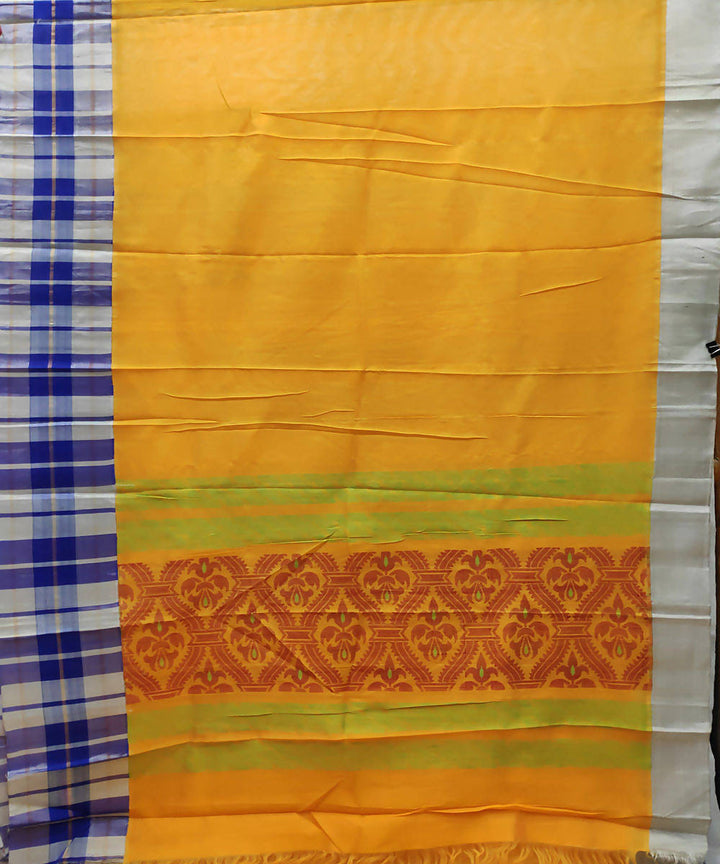 Yellow handwoven venkatagiri cotton silk saree