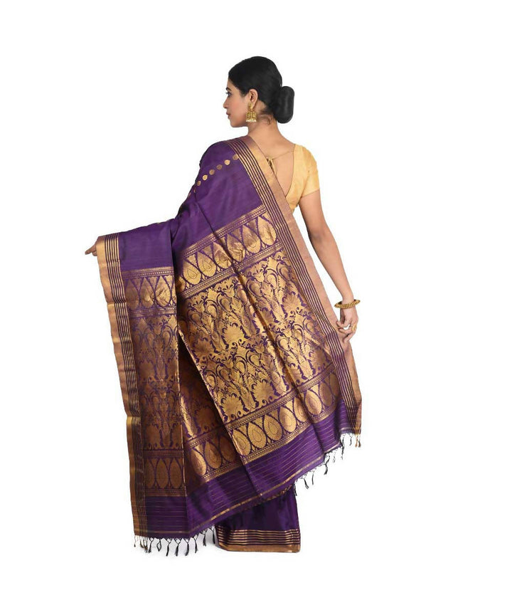 Magenta purple Bengal handloom handspun tussar saree