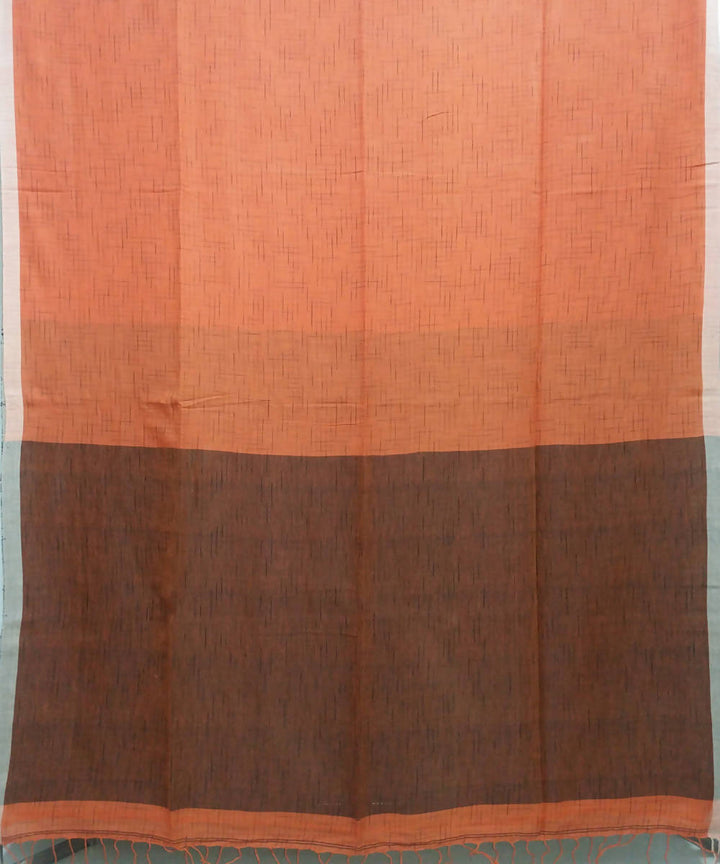 Rust Orange Handloom Malmal Cotton Saree