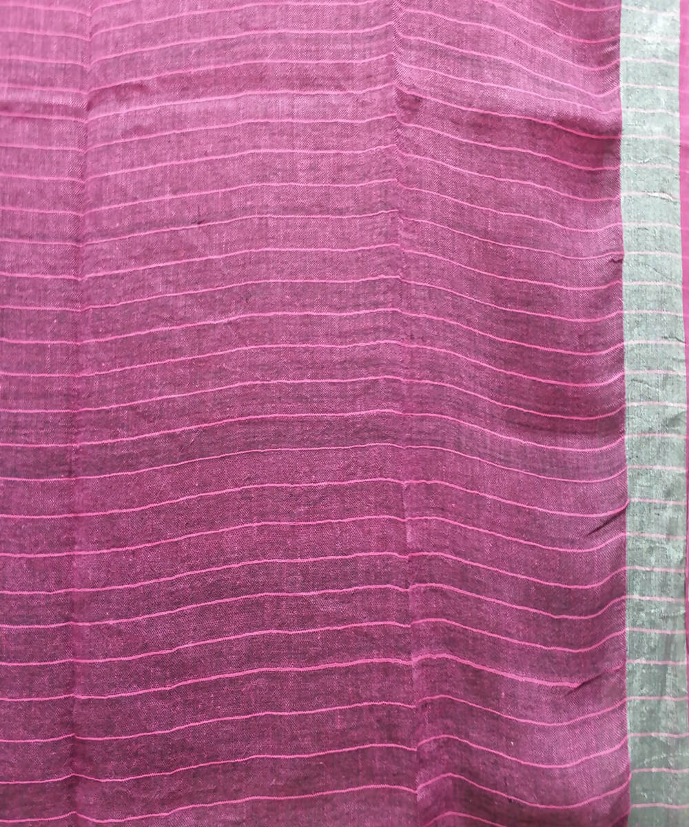 Rani pink linen handwoven saree