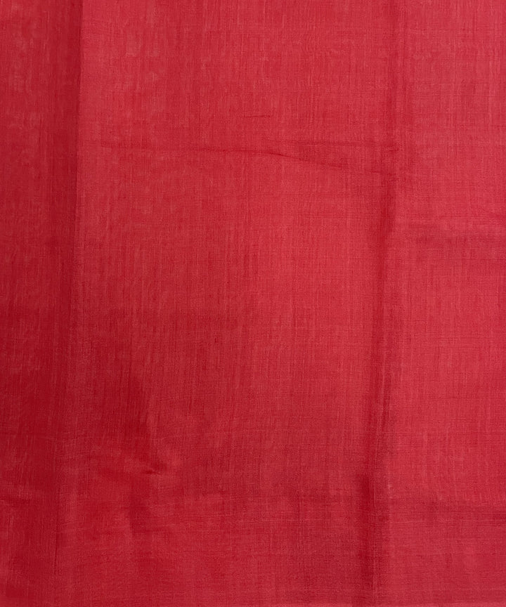 Red handwoven floral motifs tussar silk saree