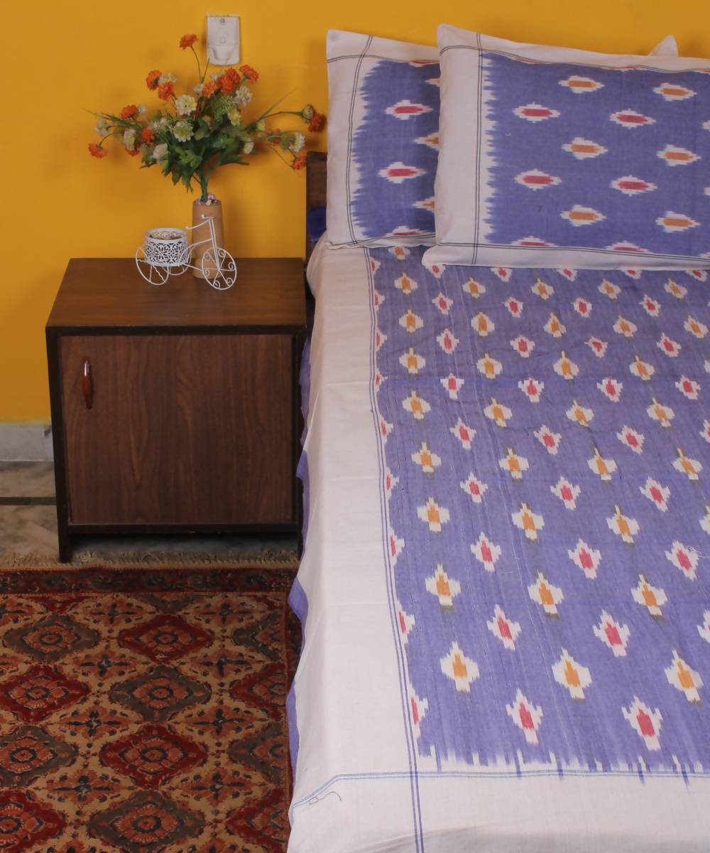 Handloom Double Cot Ikkat Bedsheet