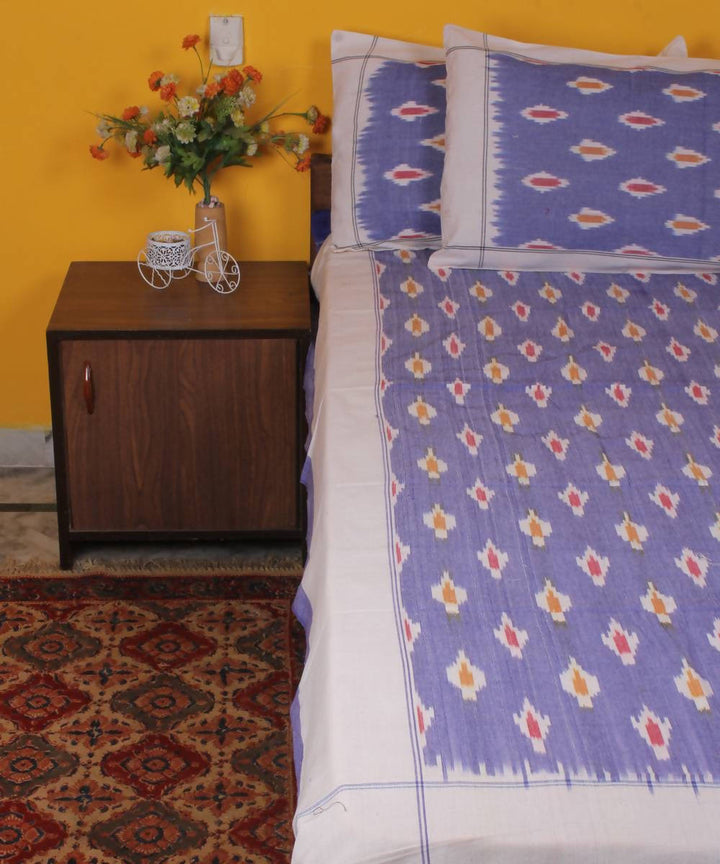 Handloom Double Cot Ikkat Bedsheet