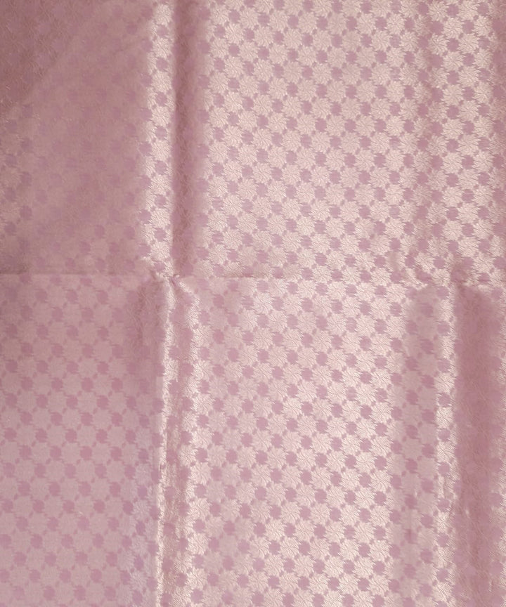 Peach handwoven cotton silk banarasi fabric