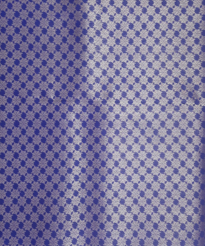 Blue handwoven cotton silk banarasi fabric