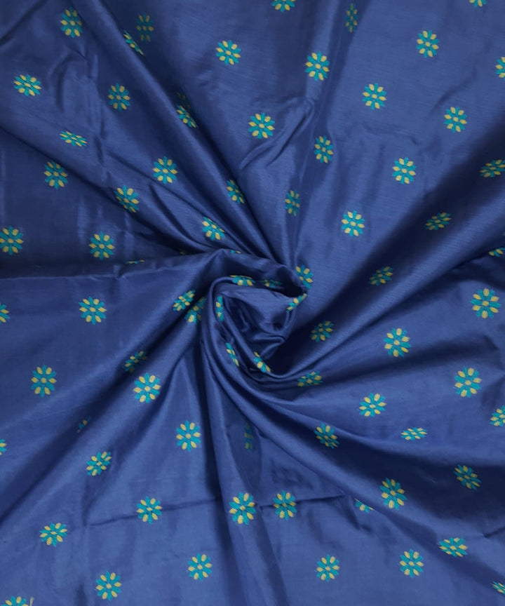 Navy blue handwoven cotton silk banarasi fabric