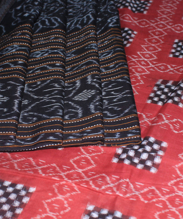 Sambalpuri Orange Black Cotton Handloom Saree