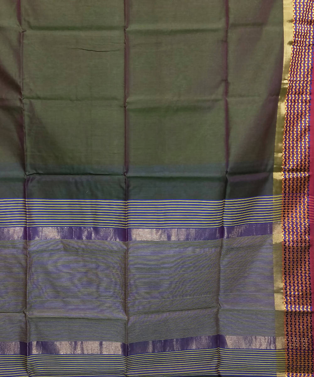 Juniper green handloom silk cotton maheshwari saree