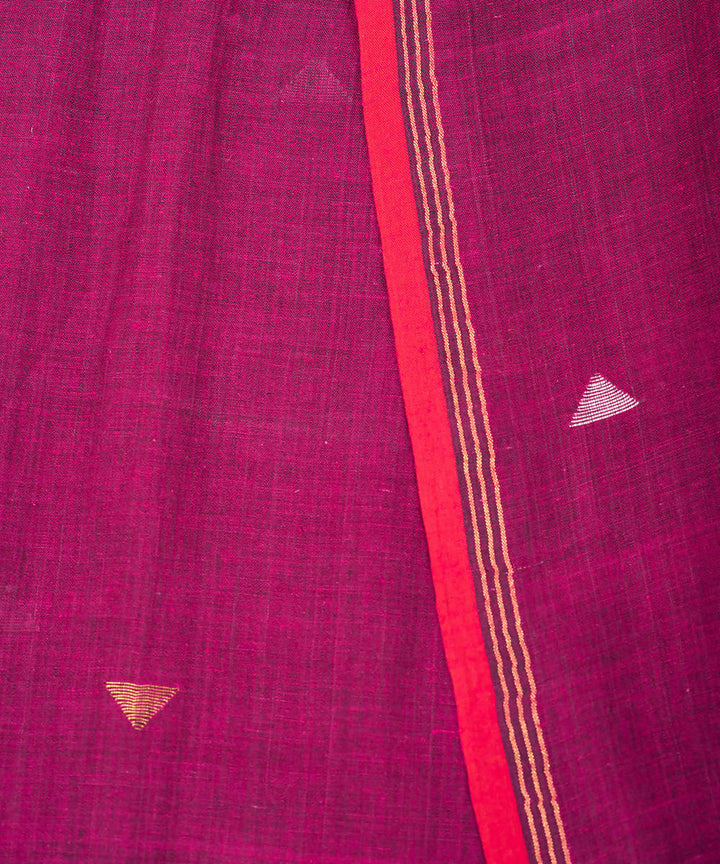 Magenta handwoven cotton jamdani saree
