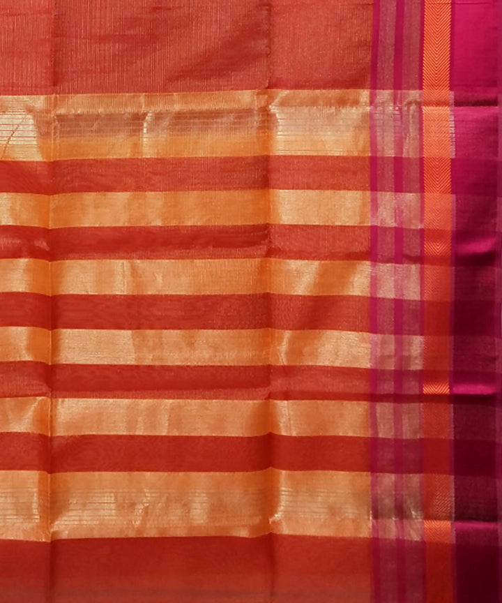 Red orange handloom cotton silk maheshwari saree