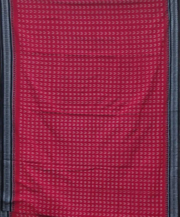 Red black handwoven sambalpuri ikat cotton saree