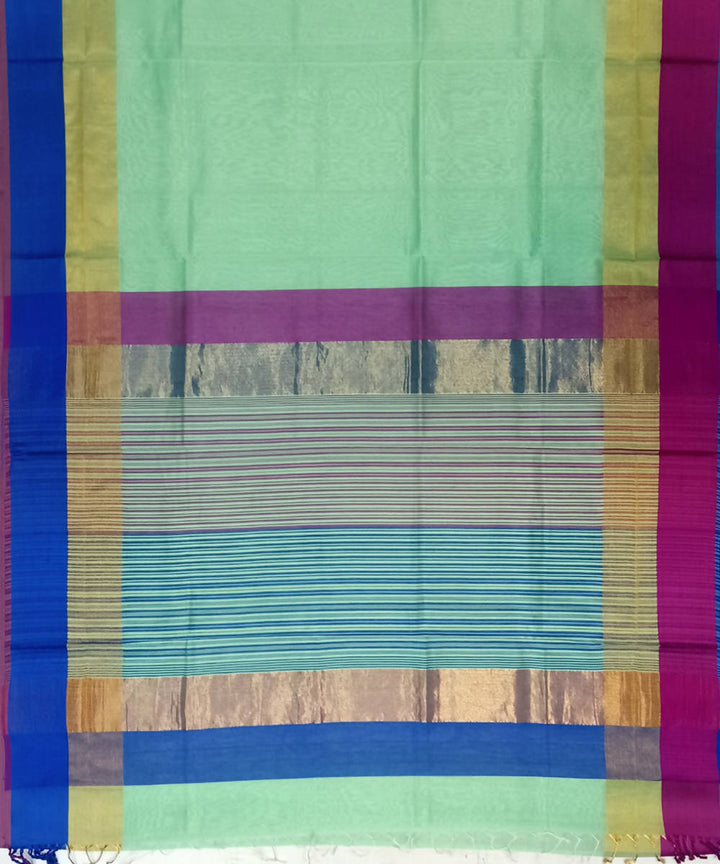 Maheshwari Seafoam Green Handloom Cotton Silk Saree