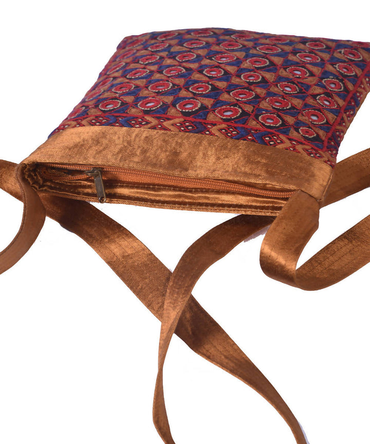 Rust blue hand embroidery mashroo cross body sling bag