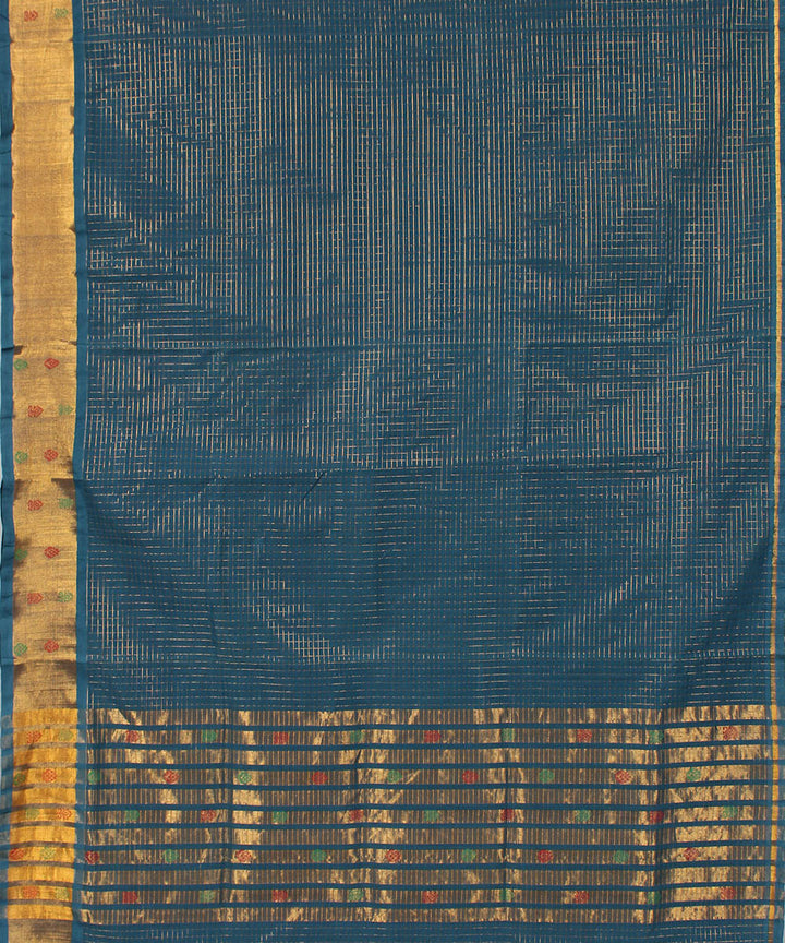 Blue and zari cotton handwoven venkatagiri saree