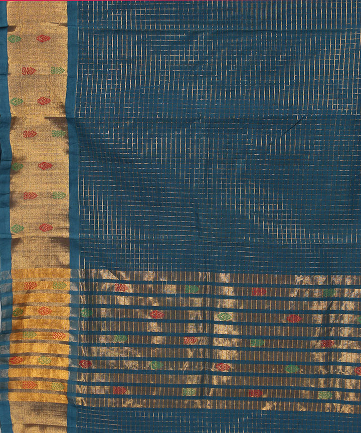 Blue and zari cotton handwoven venkatagiri saree