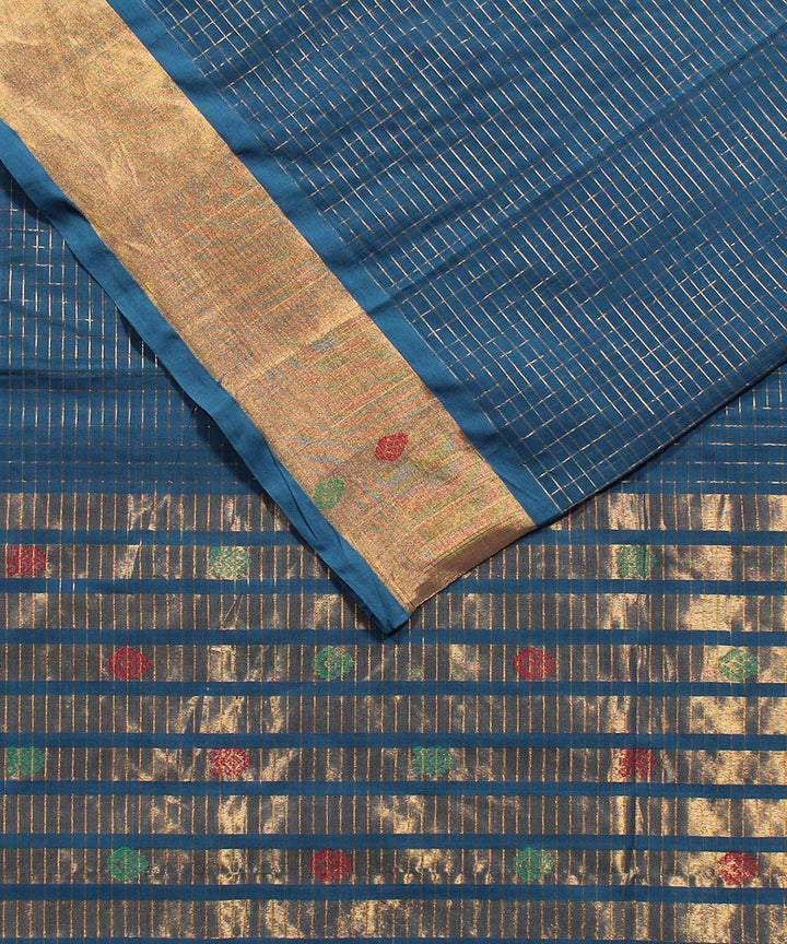 Blue and zari cotton handwoven venkatagiri saree