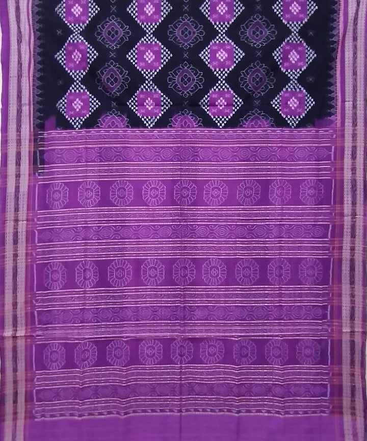 Black violet cotton handloom sambalpuri saree