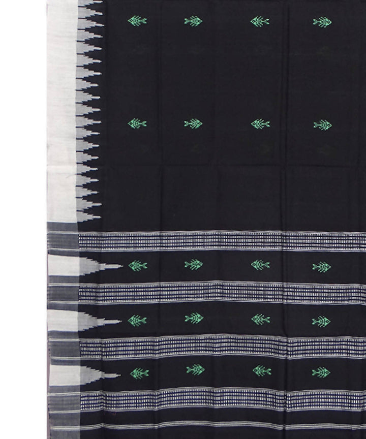 Black ikat handwoven cotton sambalpuri dupatta