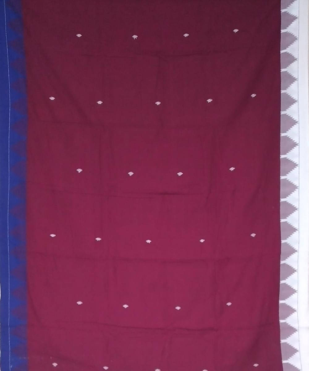 Antique ruby handwoven kotpad cotton saree