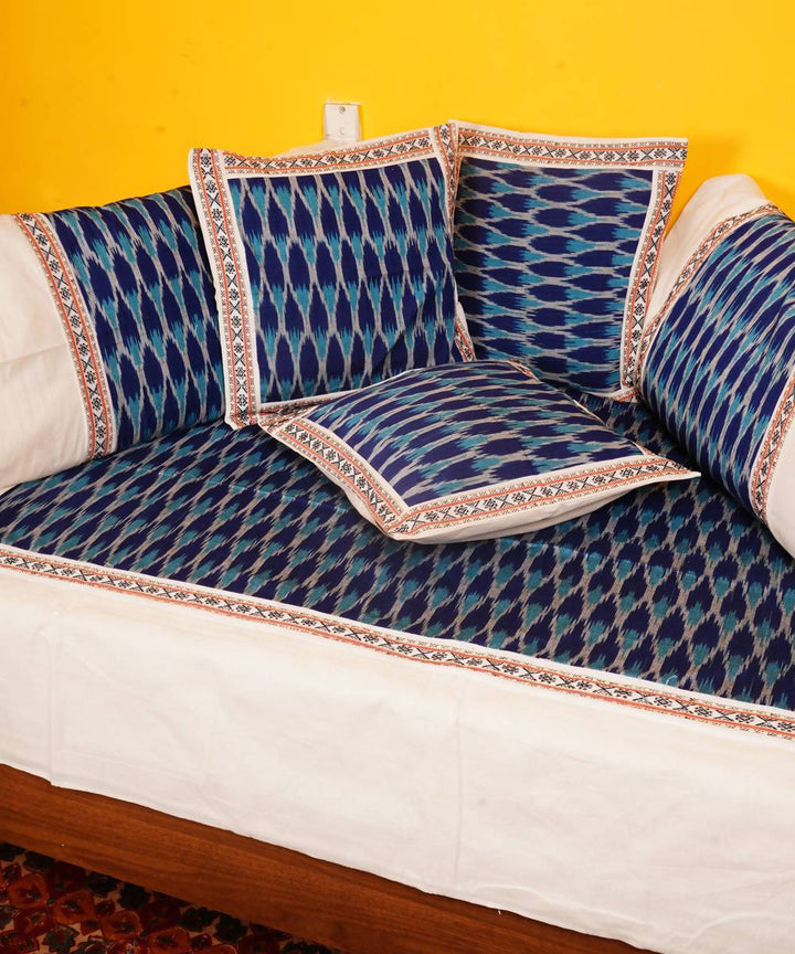 Blue Handloom Pochampally Diwan Set