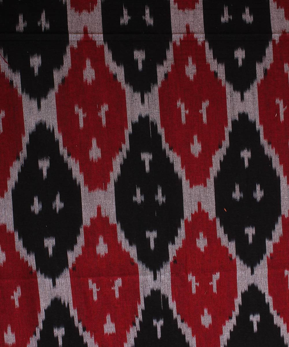 Red Black Handloom Ikkat Cotton Bedsheet