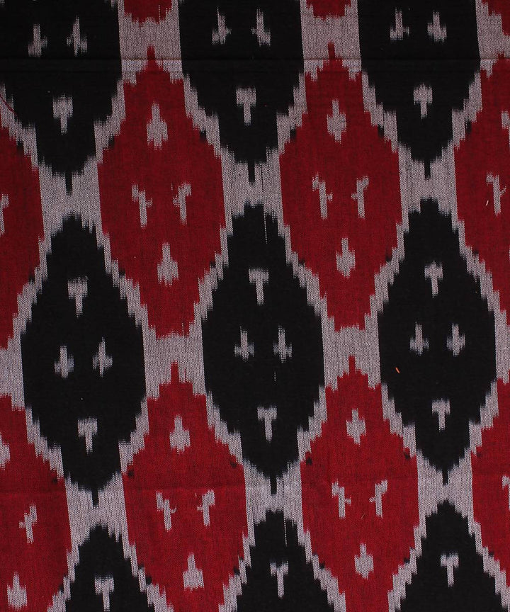 Red Black Handloom Ikkat Cotton Bedsheet