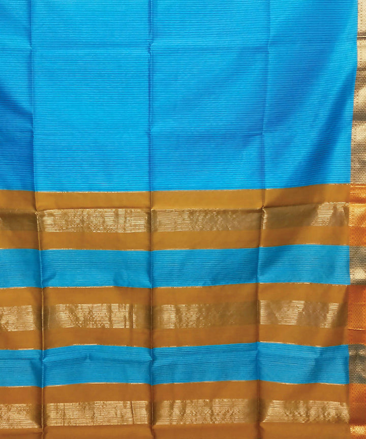 Sky blue handloom cotton silk maheshwari saree
