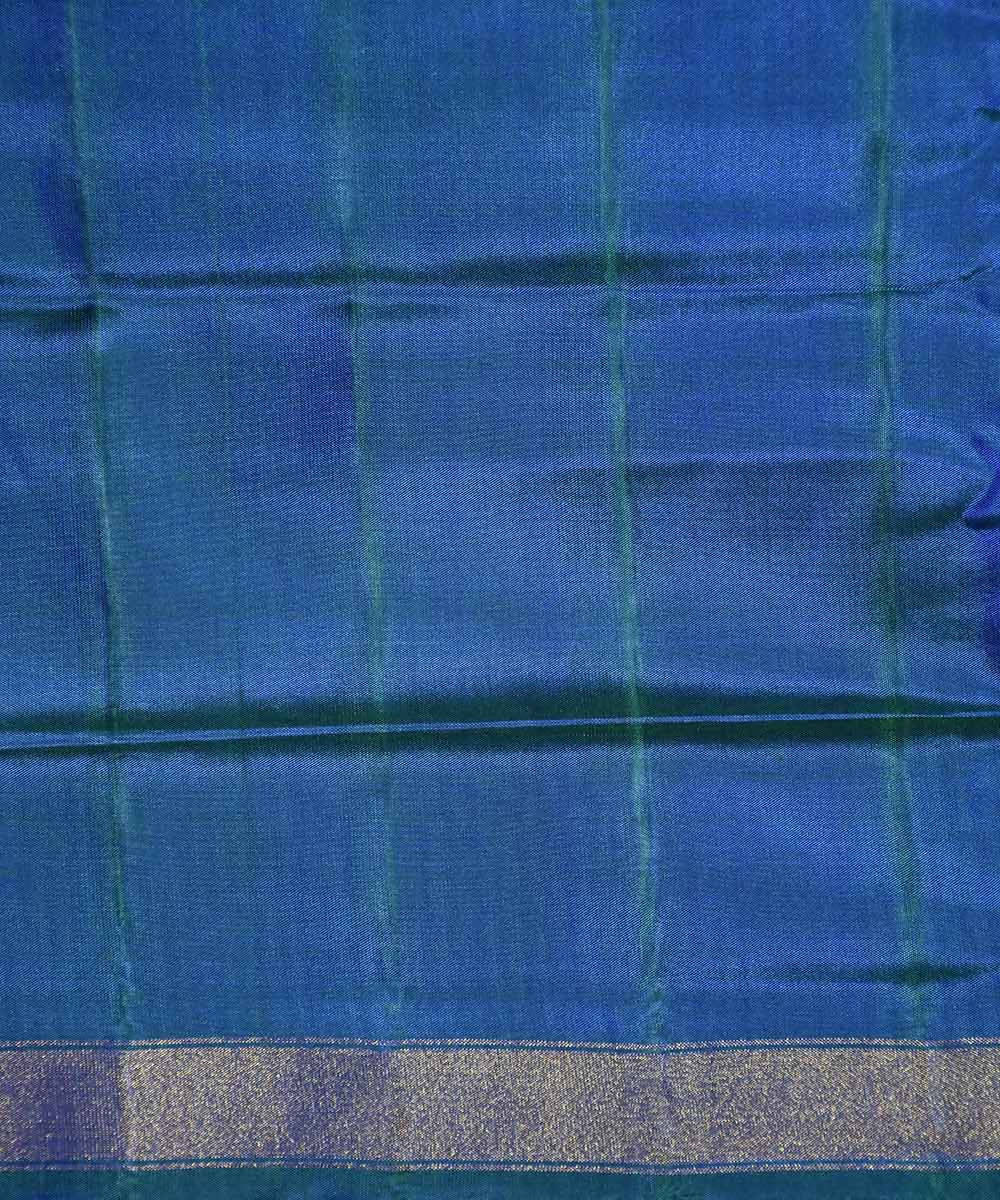Cyan blue handwoven patola silk saree