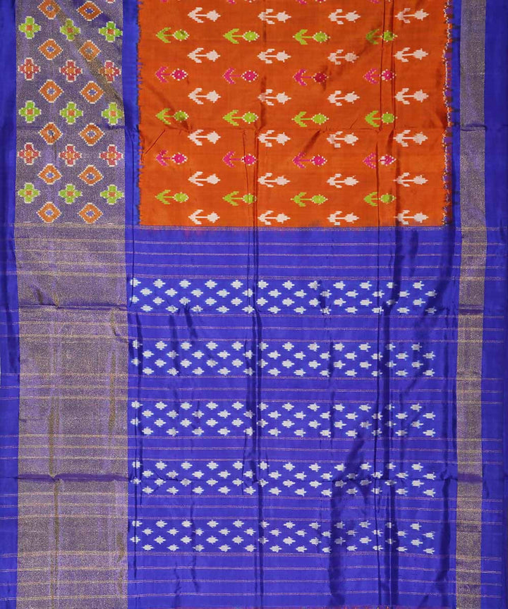 Mustard brown handloom silk ikat pochampally saree