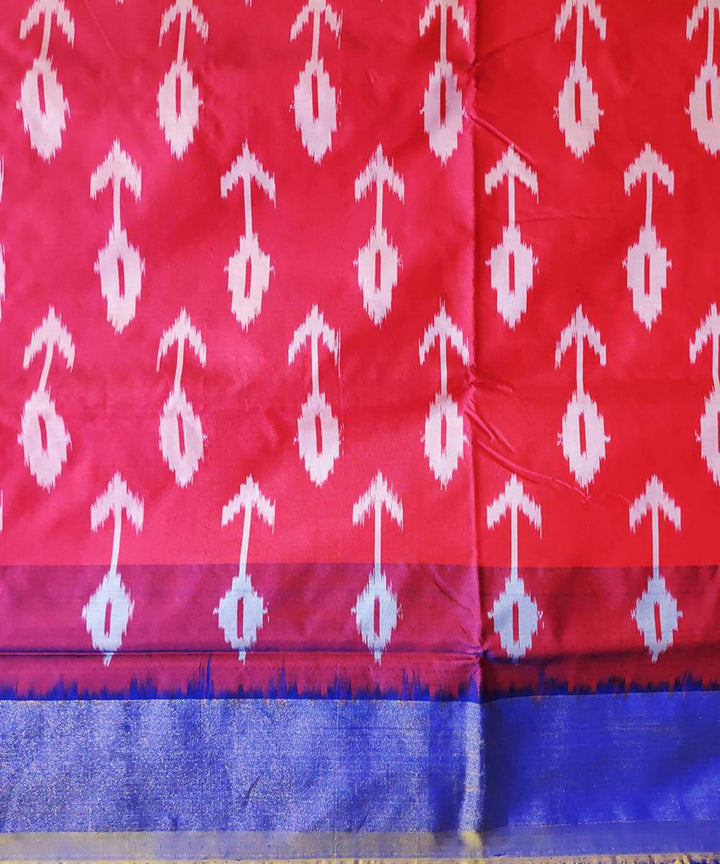 Pink red and blue handloom ikat silk pochampally saree