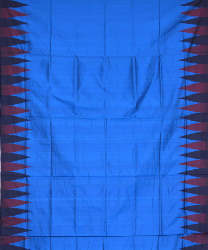 Ball blue and deep maroon handwoven silk ikat sambalpuri saree