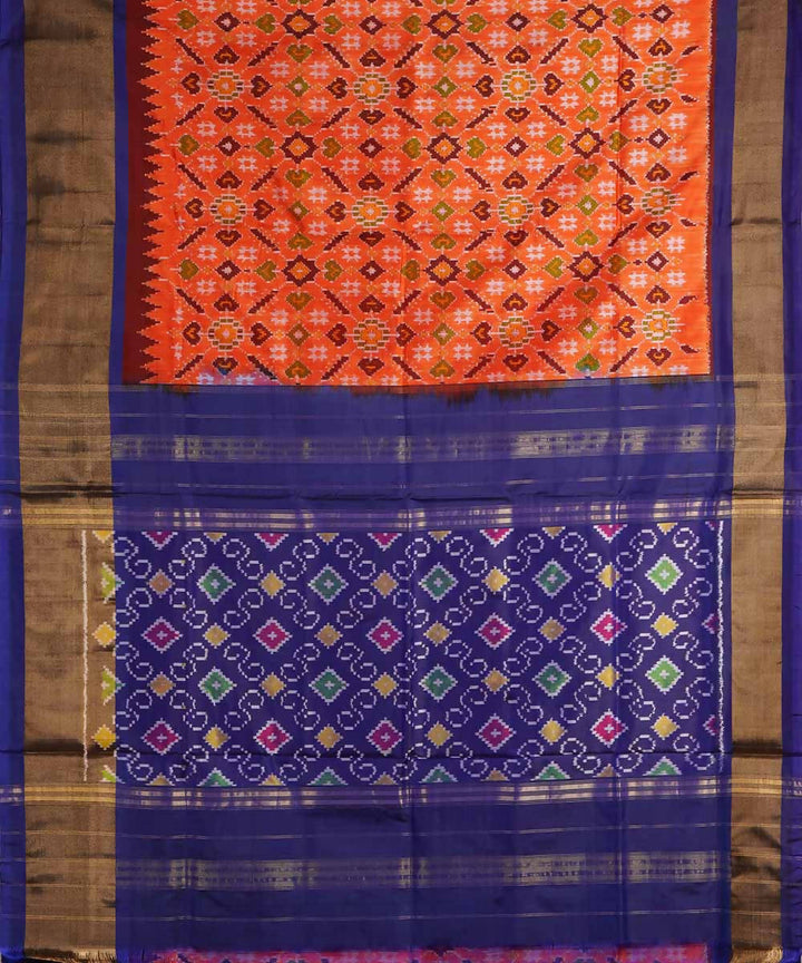 Light orange handloom silk ikat pochampally saree