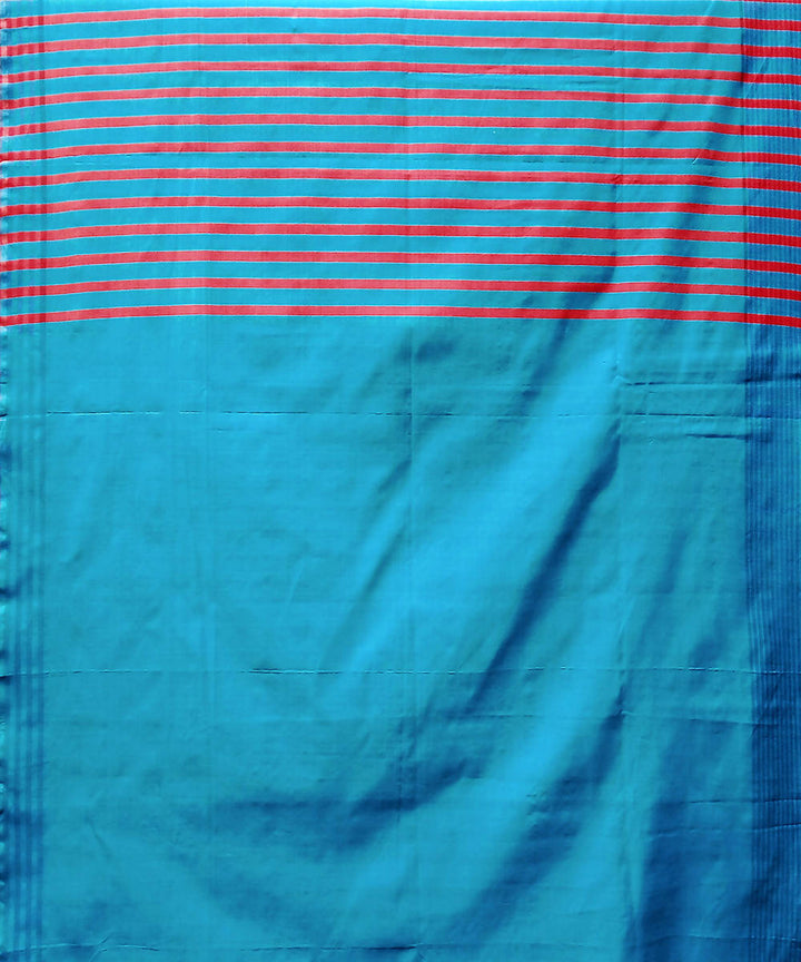 Blue handwoven extra weft cotton silk Saree