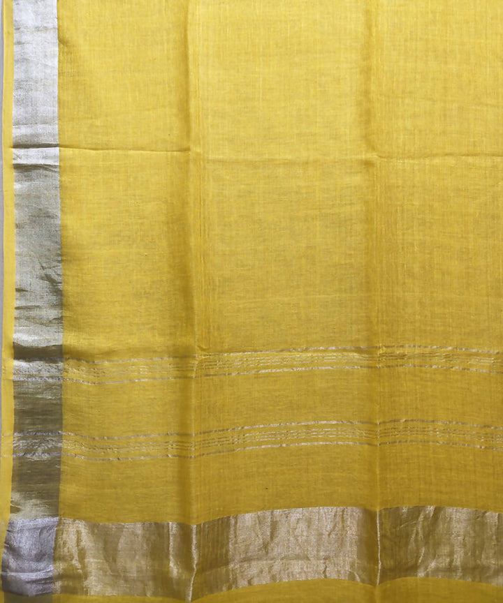 Yellow handloom linen saree