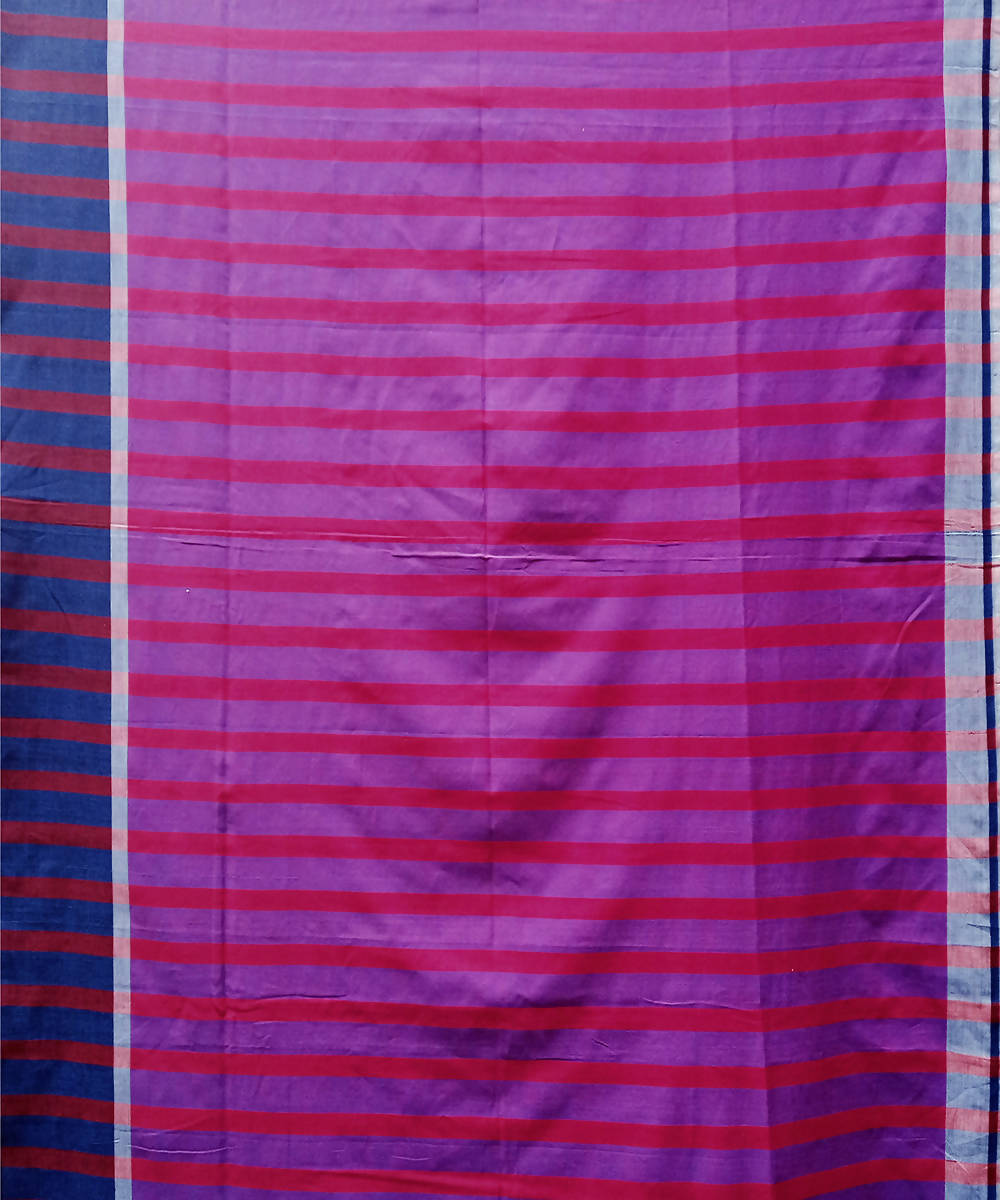 Purple red handwoven extra weft cotton saree