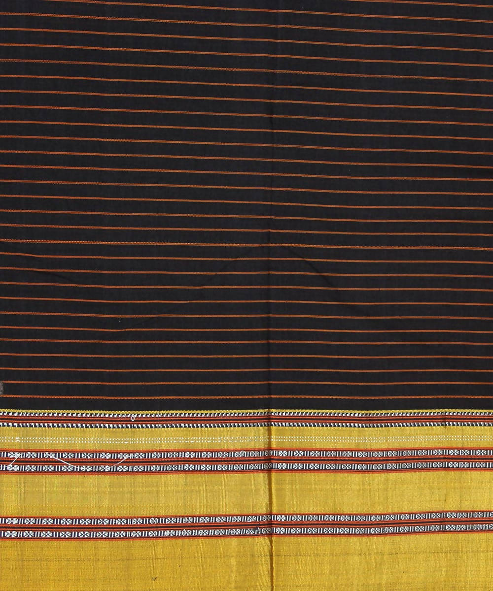 black orange stripes handwoven gomi teni border ilkal saree