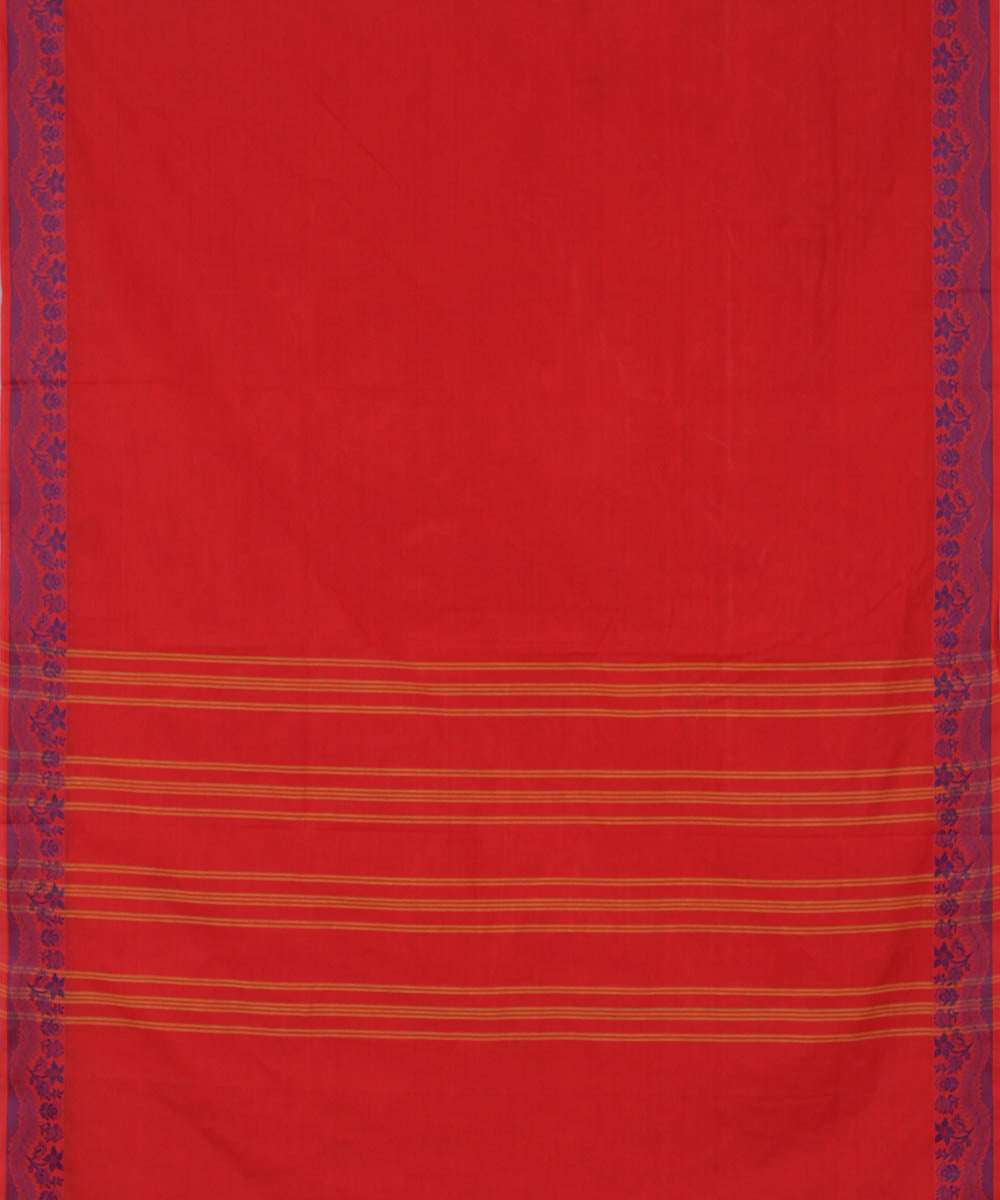 Tomato red cotton handwoven venkatagiri saree