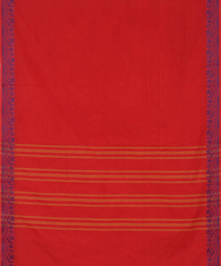 Tomato red cotton handwoven venkatagiri saree