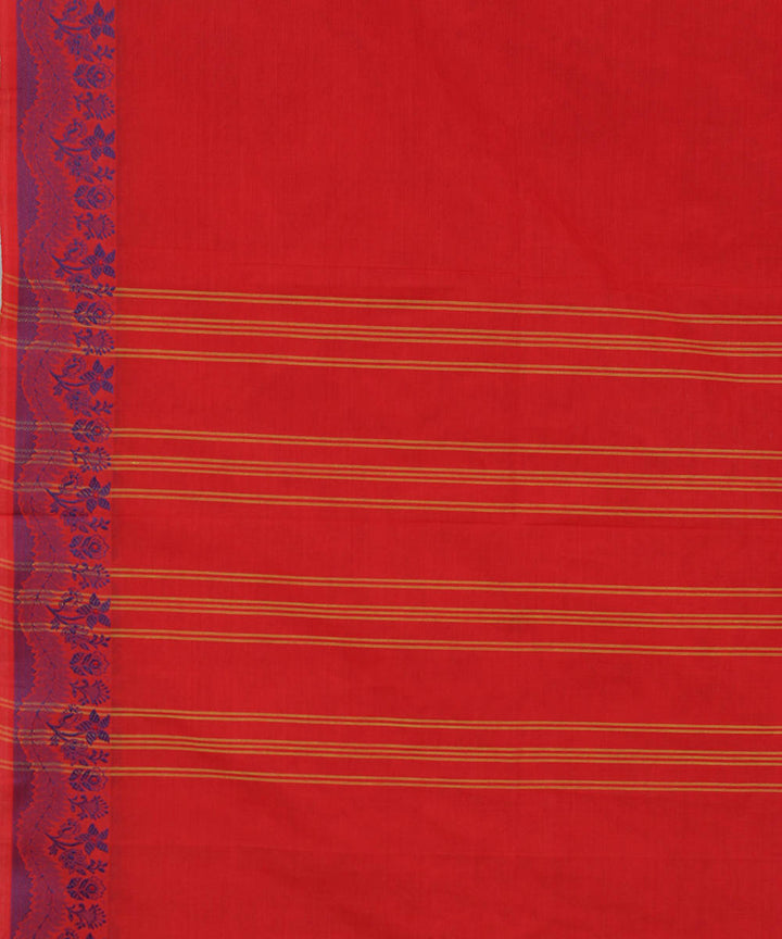 Tomato red cotton handwoven venkatagiri saree
