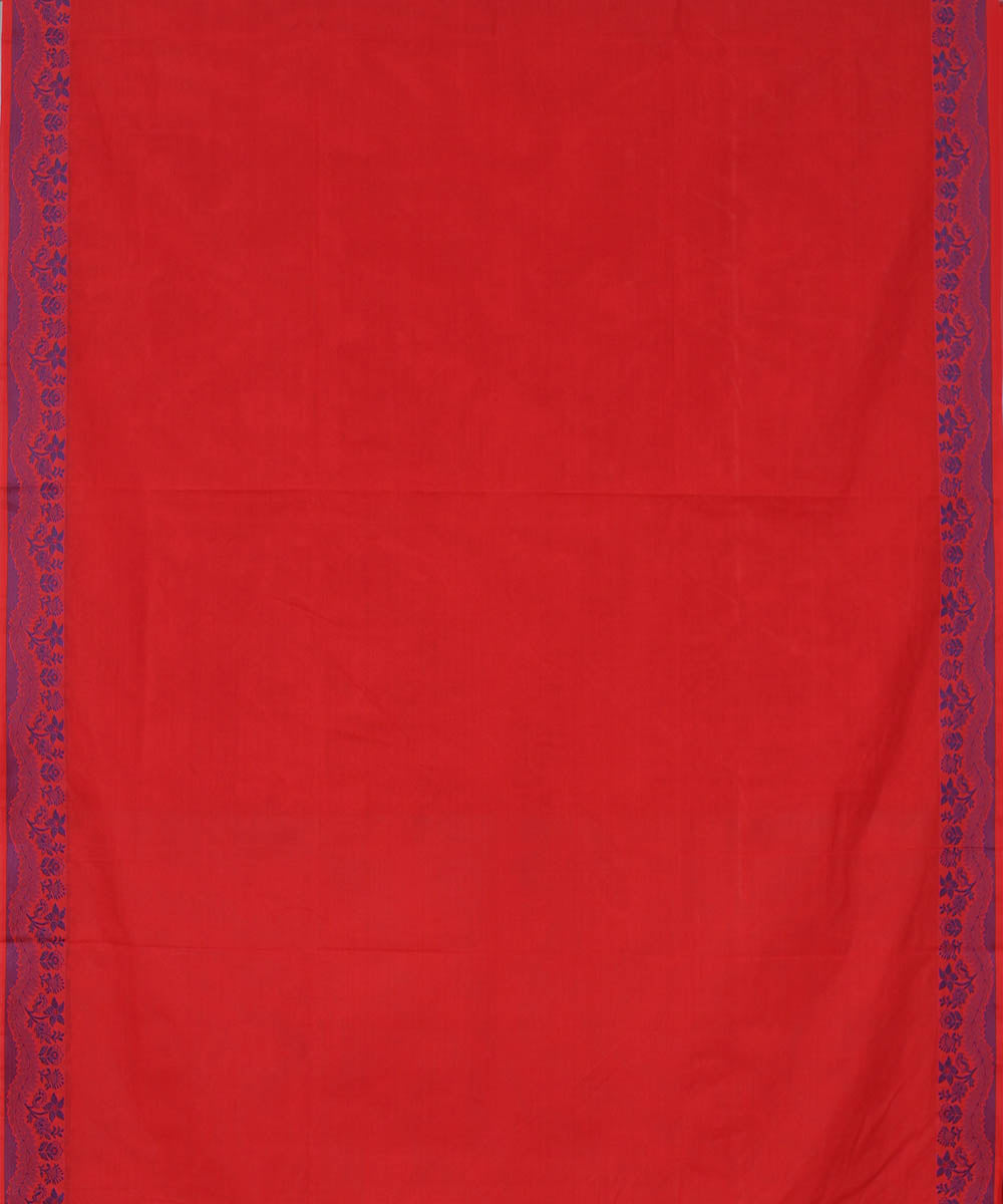Tomato red cotton handwoven venkatagiri saree