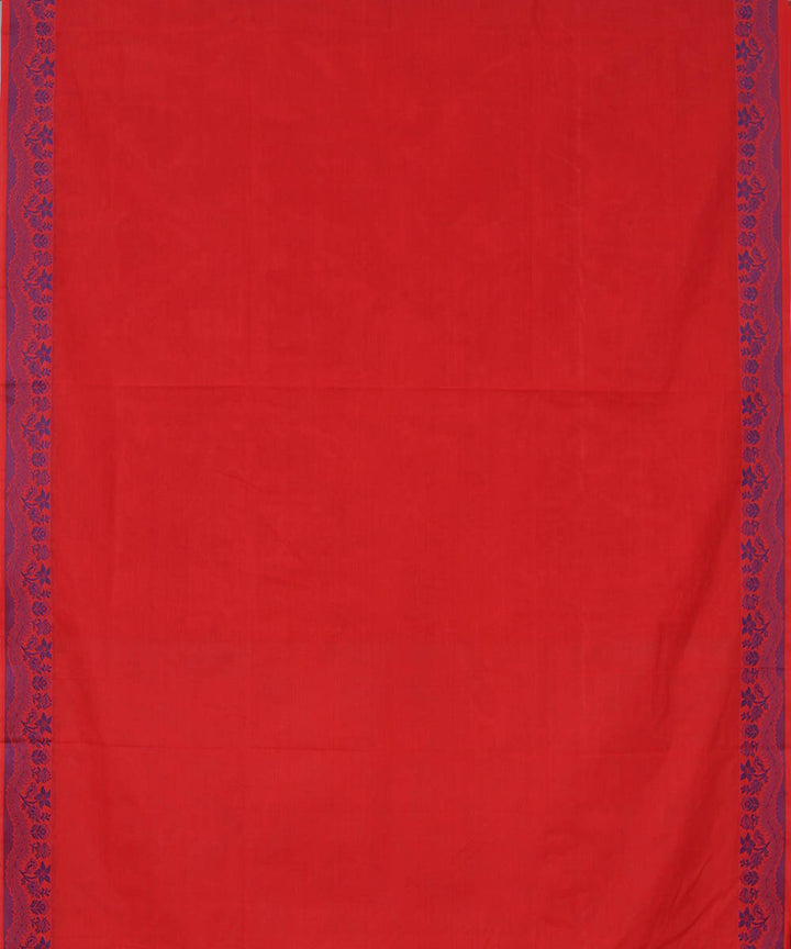 Tomato red cotton handwoven venkatagiri saree