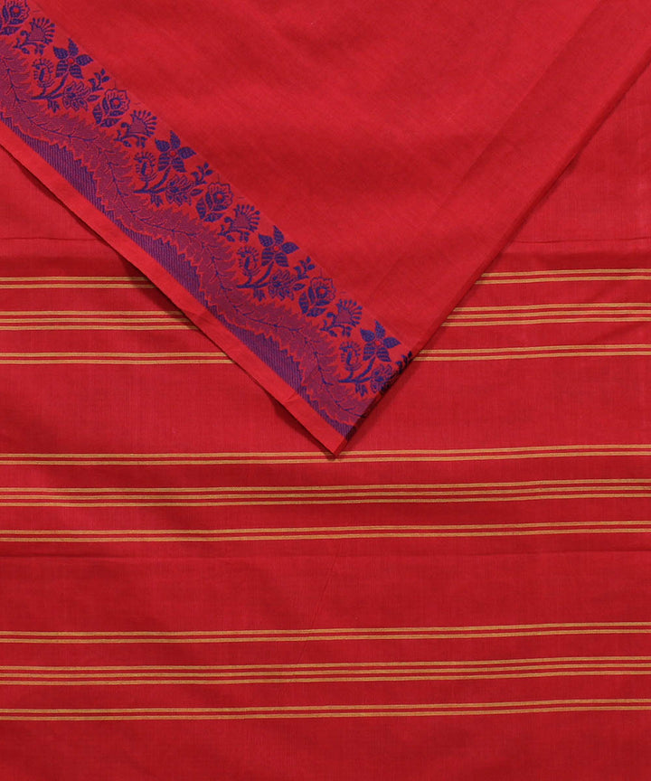 Tomato red cotton handwoven venkatagiri saree