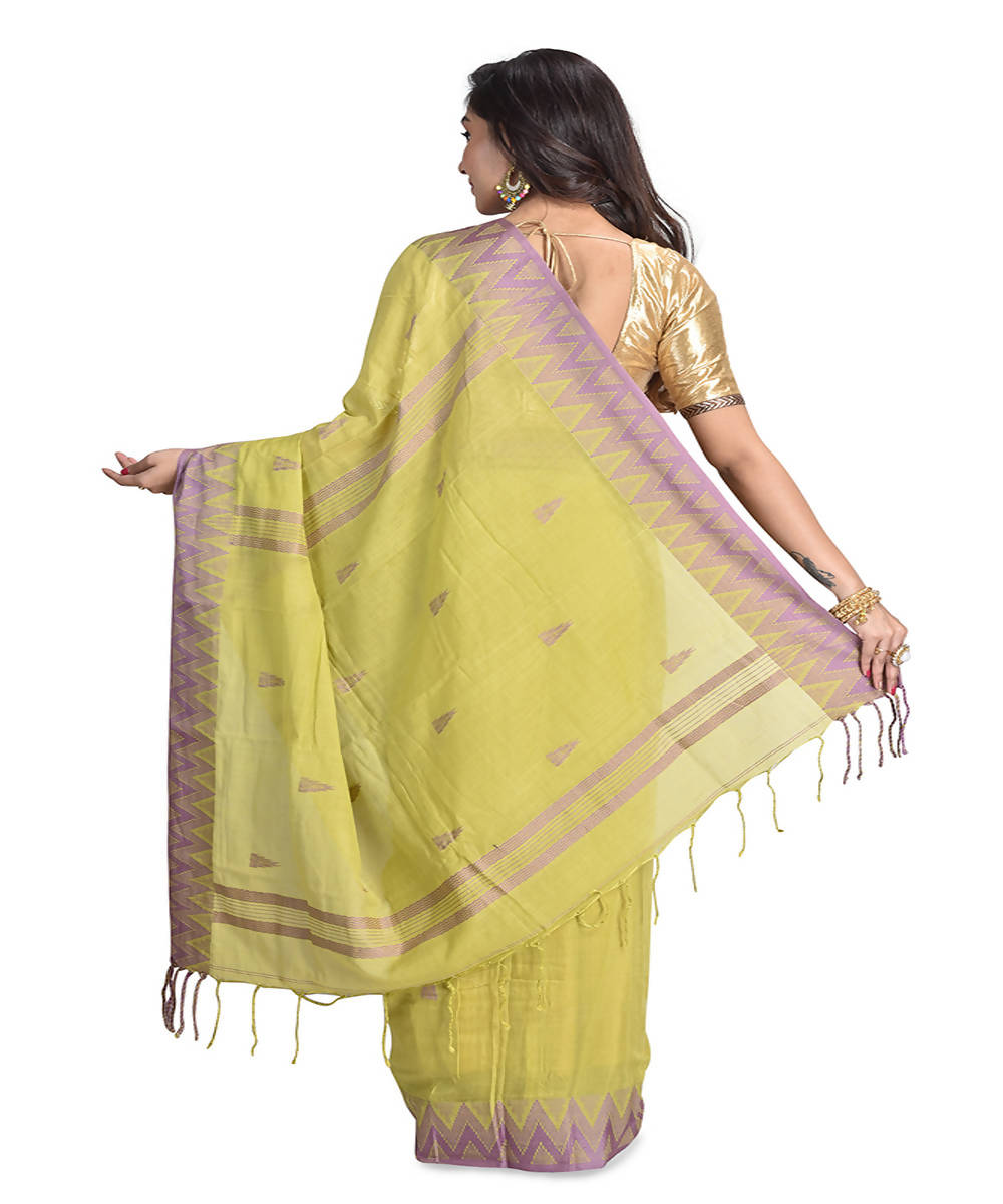 Olive green handwoven bengal cotton silk saree