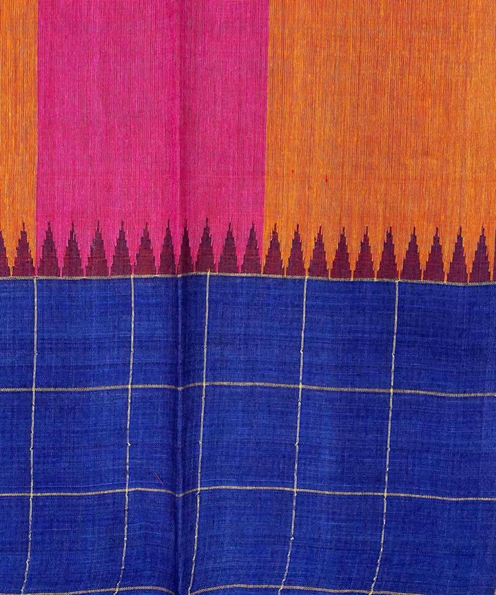 Multicolour handwoven temple border tussar silk saree