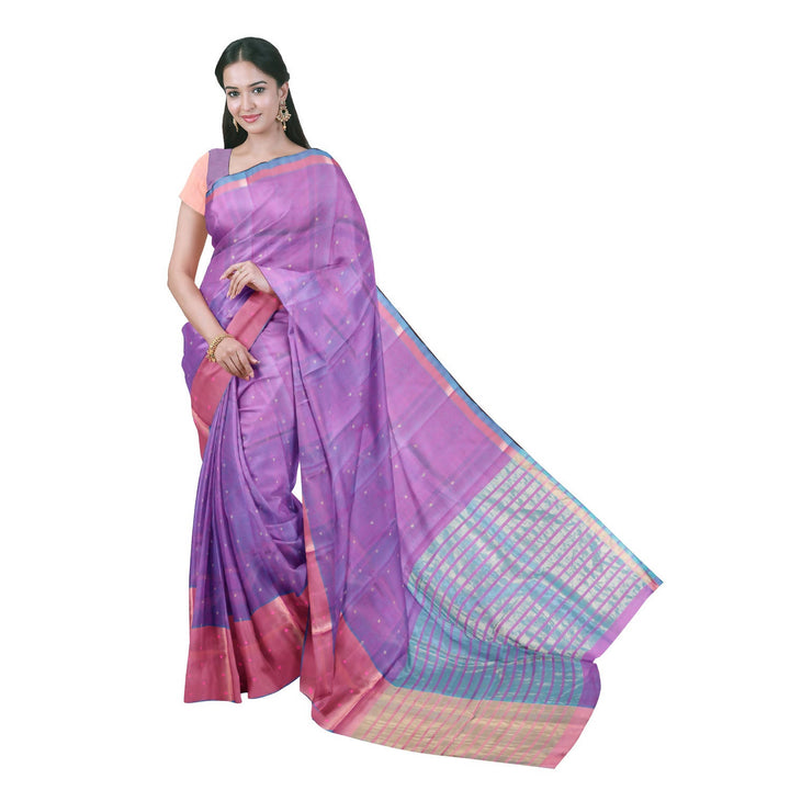 Purple handloom cotton silk venkatagiri saree