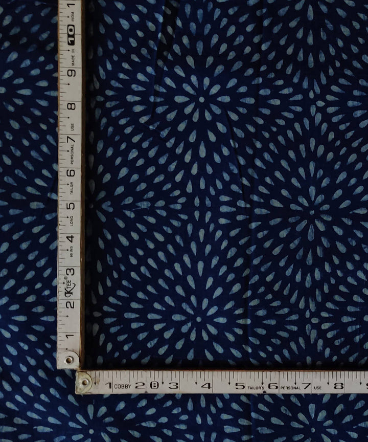 Navy blue ajrakh print natural dye handspun cotton fabric(2.5m per qty)