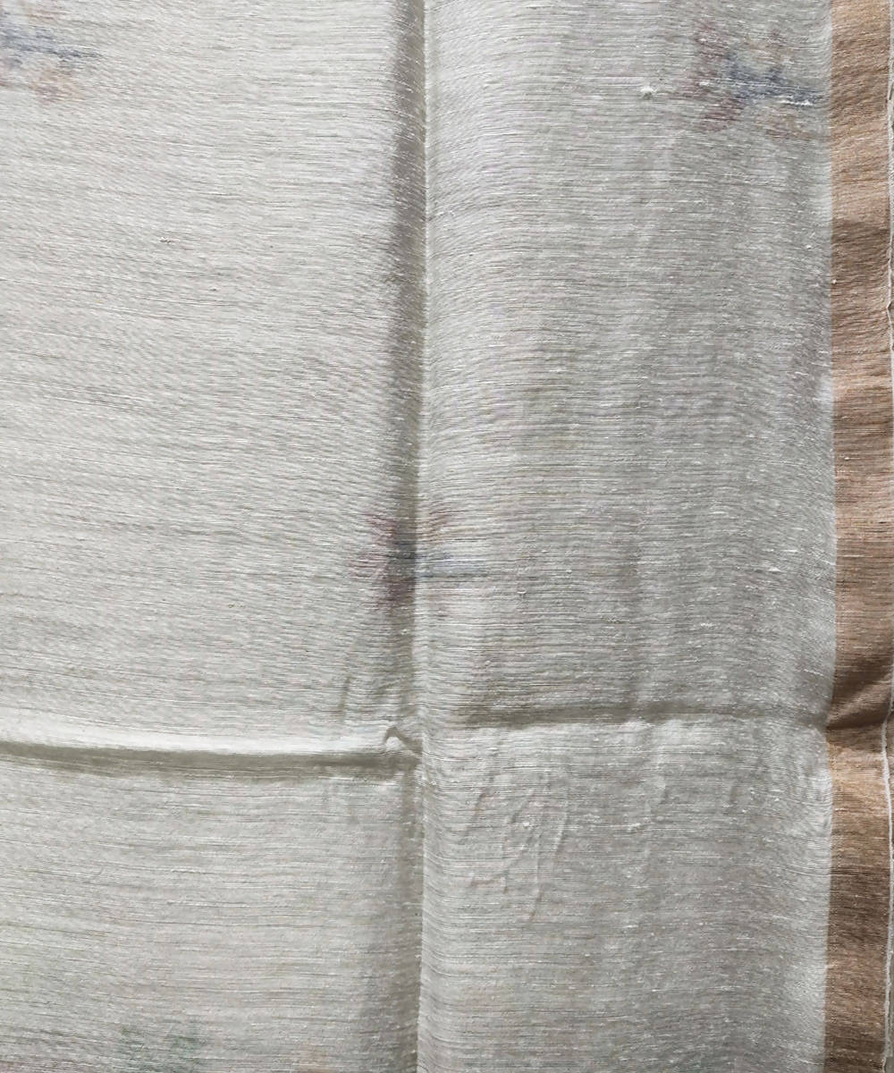 White multicolor handwoven jamdani matka silk saree