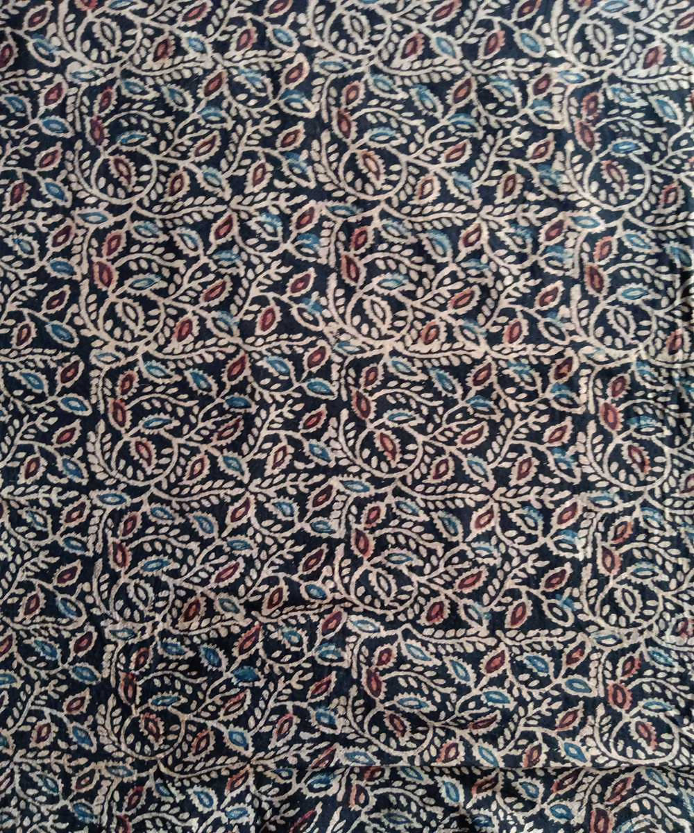 Brown black natural dye ajrakh print handspun handloom cotton fabric (2.5m per qty)